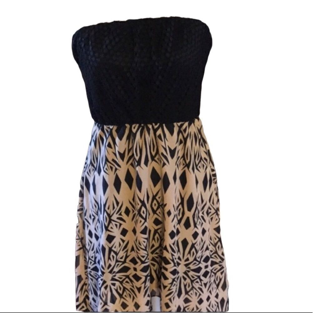 As U Wish Strapless Dress SMALL Black/Tan